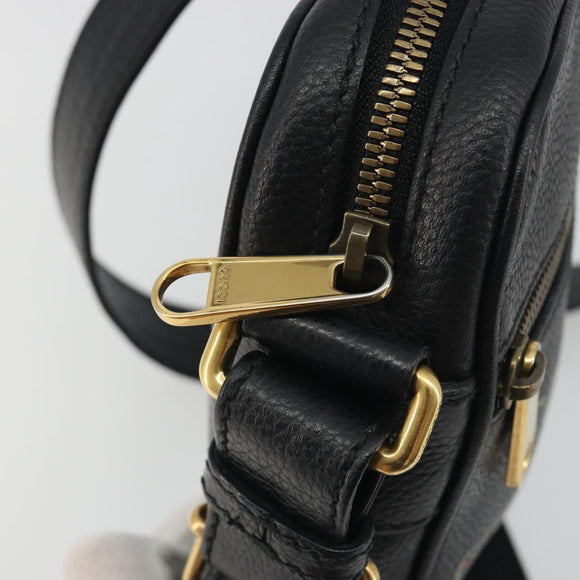 GUCCI Web Sherry Line Shoulder Bag Leather Black Gold 574803 Auth 192453V