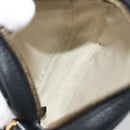 GUCCI Web Sherry Line Shoulder Bag Leather Black Gold 574803 Auth 192453V-17