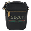 GUCCI Web Sherry Line Shoulder Bag Leather Black Gold 574803 Auth 192453V-2