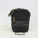 GUCCI Web Sherry Line Shoulder Bag Leather Black Gold 574803 Auth 192453V-23