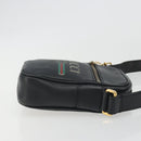 GUCCI Web Sherry Line Shoulder Bag Leather Black Gold 574803 Auth 192453V-4