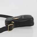 GUCCI Web Sherry Line Shoulder Bag Leather Black Gold 574803 Auth 192453V-5