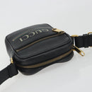 GUCCI Web Sherry Line Shoulder Bag Leather Black Gold 574803 Auth 192453V-6