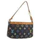LOUIS VUITTON Multicolor Pochette Accessoires Pouch Black M92648 LV Auth 192454A-1