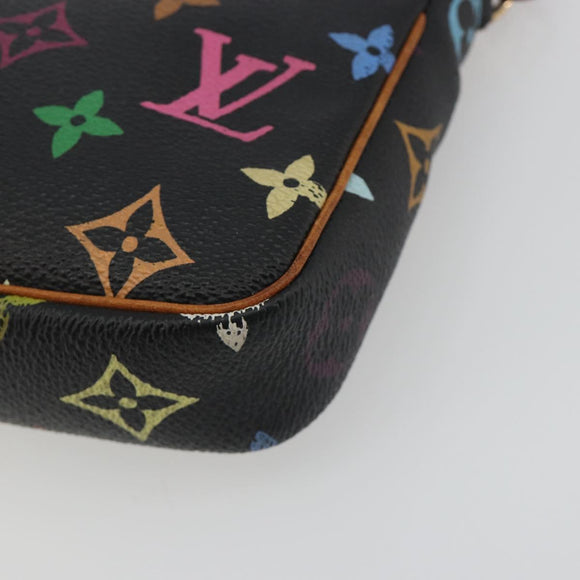LOUIS VUITTON Multicolor Pochette Accessoires Pouch Black M92648 LV Auth 192454A