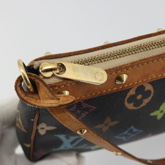 LOUIS VUITTON Multicolor Pochette Accessoires Pouch Black M92648 LV Auth 192454A