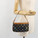 LOUIS VUITTON Multicolor Pochette Accessoires Pouch Black M92648 LV Auth 192454A-20