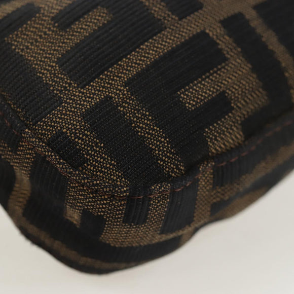 FENDI Zucca Canvas Mamma Baguette Shoulder Bag Brown Black Auth 192459M