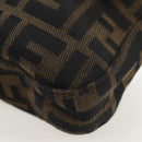 FENDI Zucca Canvas Mamma Baguette Shoulder Bag Brown Black Auth 192459M-18
