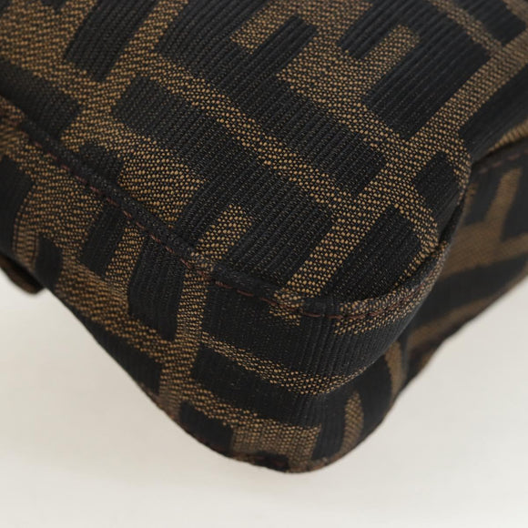 FENDI Zucca Canvas Mamma Baguette Shoulder Bag Brown Black Auth 192459M