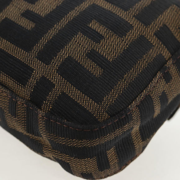 FENDI Zucca Canvas Mamma Baguette Shoulder Bag Brown Black Auth 192459M