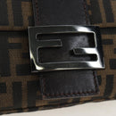 FENDI Zucca Canvas Mamma Baguette Shoulder Bag Brown Black Auth 192459M-21