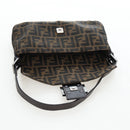 FENDI Zucca Canvas Mamma Baguette Shoulder Bag Brown Black Auth 192459M-22