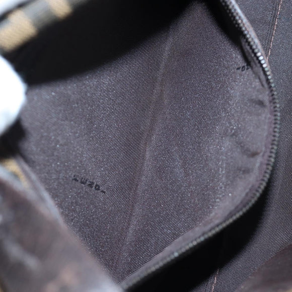 FENDI Zucca Canvas Mamma Baguette Shoulder Bag Brown Black Auth 192459M