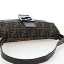 FENDI Zucca Canvas Mamma Baguette Shoulder Bag Brown Black Auth 192459M-14
