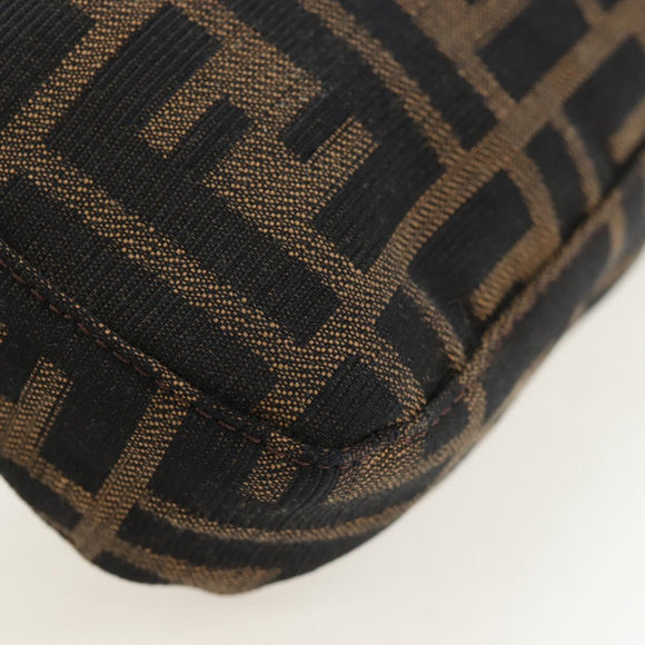 FENDI Zucca Canvas Mamma Baguette Shoulder Bag Brown Black Auth 192460M