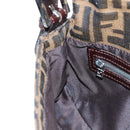 FENDI Zucca Canvas Mamma Baguette Shoulder Bag Brown Black Auth 192460M-23