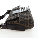 FENDI Zucca Canvas Mamma Baguette Shoulder Bag Brown Black Auth 192460M-4
