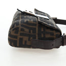 FENDI Zucca Canvas Mamma Baguette Shoulder Bag Brown Black Auth 192460M-5