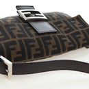 FENDI Zucca Canvas Mamma Baguette Shoulder Bag Brown Black Auth 192460M-6
