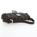 FENDI Zucca Canvas Mamma Baguette Shoulder Bag Brown Black Auth 192460M-7