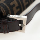 FENDI Zucca Canvas Mamma Baguette Shoulder Bag Brown Black Auth 192460M-8