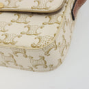 CELINE Triomphe Canvas Shoulder Bag PVC White Gold Auth 192461SAM-14