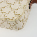 CELINE Triomphe Canvas Shoulder Bag PVC White Gold Auth 192461SAM-16