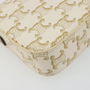 CELINE Triomphe Canvas Shoulder Bag PVC White Gold Auth 192461SAM-17