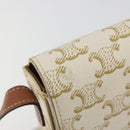 CELINE Triomphe Canvas Shoulder Bag PVC White Gold Auth 192461SAM-9