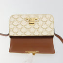 CELINE Triomphe Canvas Shoulder Bag PVC White Gold Auth 192461SAM-19