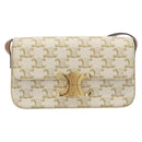 CELINE Triomphe Canvas Shoulder Bag PVC White Gold Auth 192461SAM-13