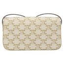 CELINE Triomphe Canvas Shoulder Bag PVC White Gold Auth 192461SAM-2