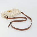 CELINE Triomphe Canvas Shoulder Bag PVC White Gold Auth 192461SAM-7
