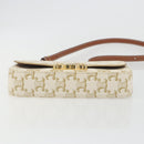 CELINE Triomphe Canvas Shoulder Bag PVC White Gold Auth 192461SAM-5