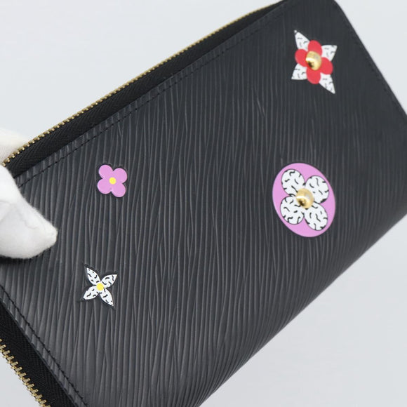 LOUIS VUITTON Epi Flower Zippy Wallet Long Wallet Black M62296 LV Auth 192465V