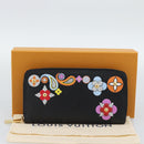 LOUIS VUITTON Epi Flower Zippy Wallet Long Wallet Black M62296 LV Auth 192465V-12