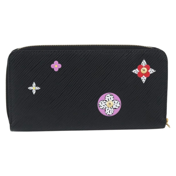 LOUIS VUITTON Epi Flower Zippy Wallet Long Wallet Black M62296 LV Auth 192465V
