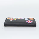 LOUIS VUITTON Epi Flower Zippy Wallet Long Wallet Black M62296 LV Auth 192465V-6