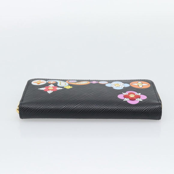 LOUIS VUITTON Epi Flower Zippy Wallet Long Wallet Black M62296 LV Auth 192465V