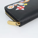 LOUIS VUITTON Epi Flower Zippy Wallet Long Wallet Black M62296 LV Auth 192465V-14