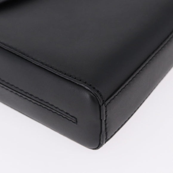 LOEWE Anagram Hand Bag Leather Black Silver Auth 192474V