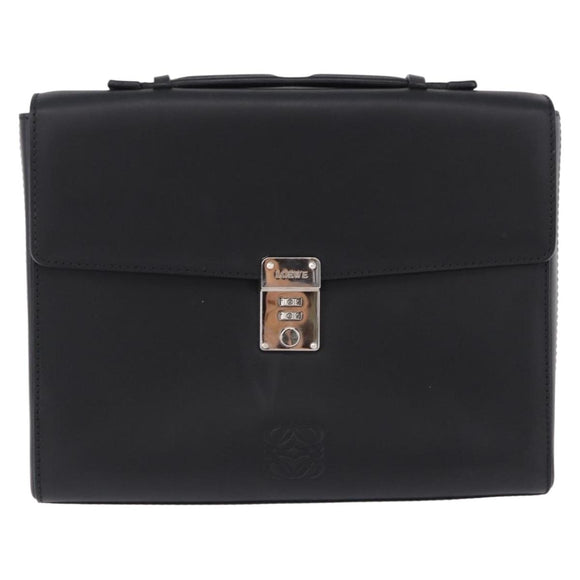 LOEWE Anagram Hand Bag Leather Black Silver Auth 192474V