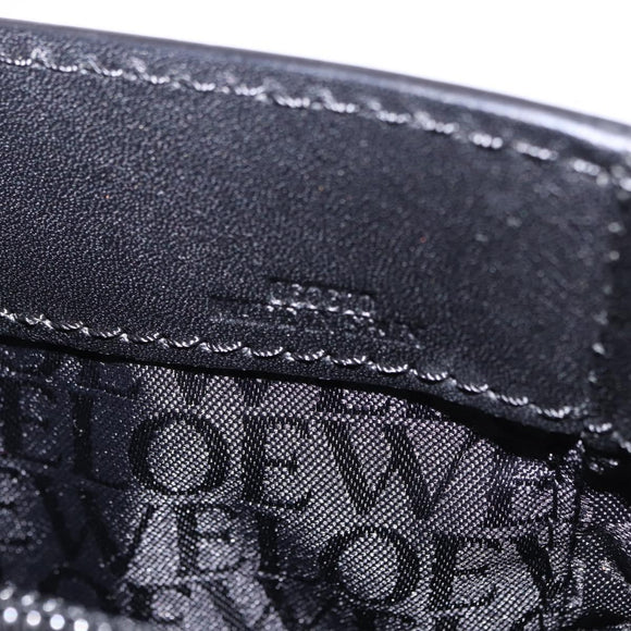 LOEWE Anagram Hand Bag Leather Black Silver Auth 192474V
