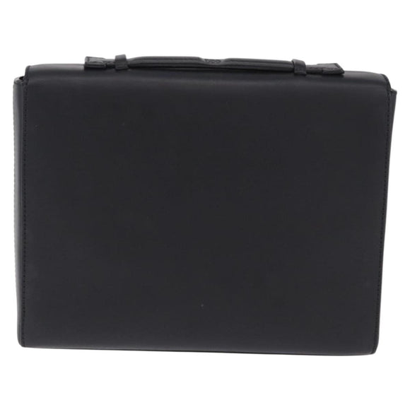 LOEWE Anagram Hand Bag Leather Black Silver Auth 192474V