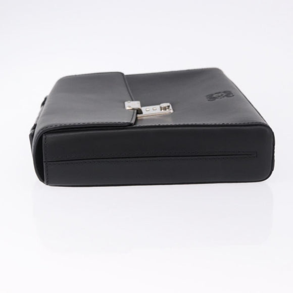 LOEWE Anagram Hand Bag Leather Black Silver Auth 192474V