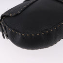 FENDI Shoulder Bag Leather Black Silver Auth 192479A-16
