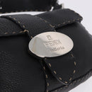 FENDI Shoulder Bag Leather Black Silver Auth 192479A-18