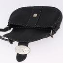 FENDI Shoulder Bag Leather Black Silver Auth 192479A-19