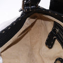 FENDI Shoulder Bag Leather Black Silver Auth 192479A-21
